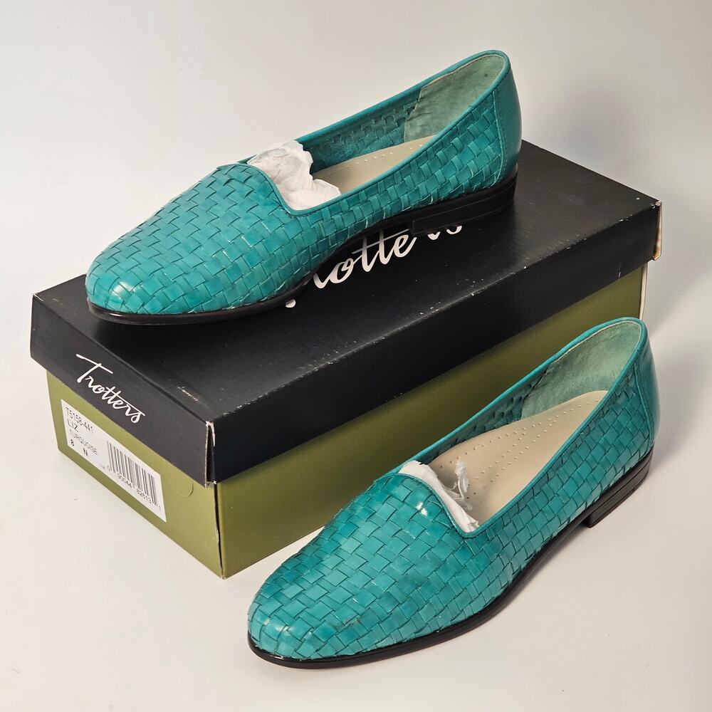 Trotters Liz T5158-441  Liz Turqouise Leather Loafer Flats Shoes Sz.8N